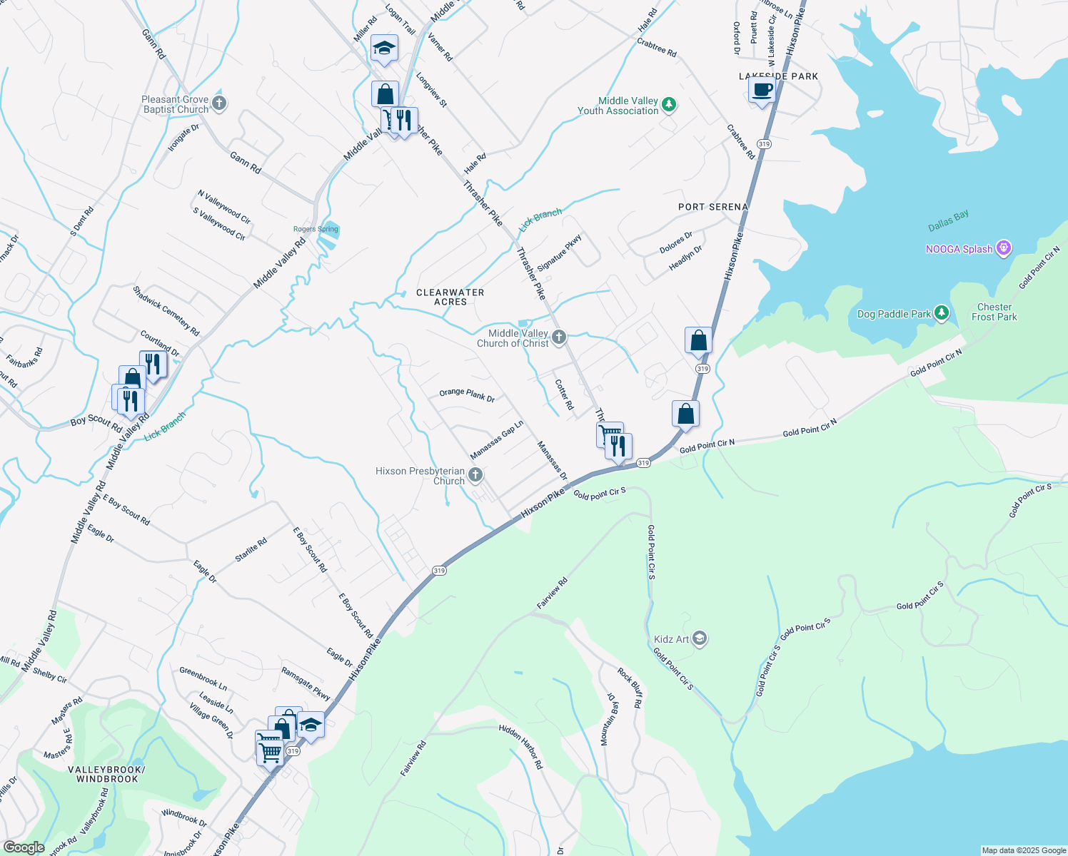 map of restaurants, bars, coffee shops, grocery stores, and more near 1381 Manassas Drive in Middle Valley