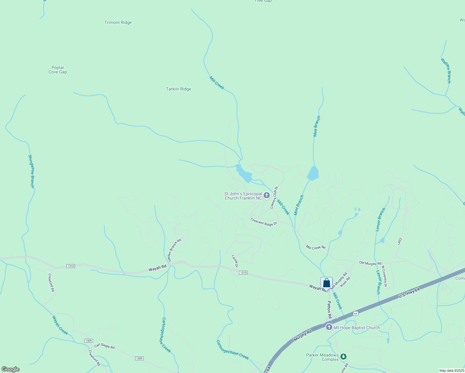 map of restaurants, bars, coffee shops, grocery stores, and more near 106 Woodside Villa Drive in Franklin