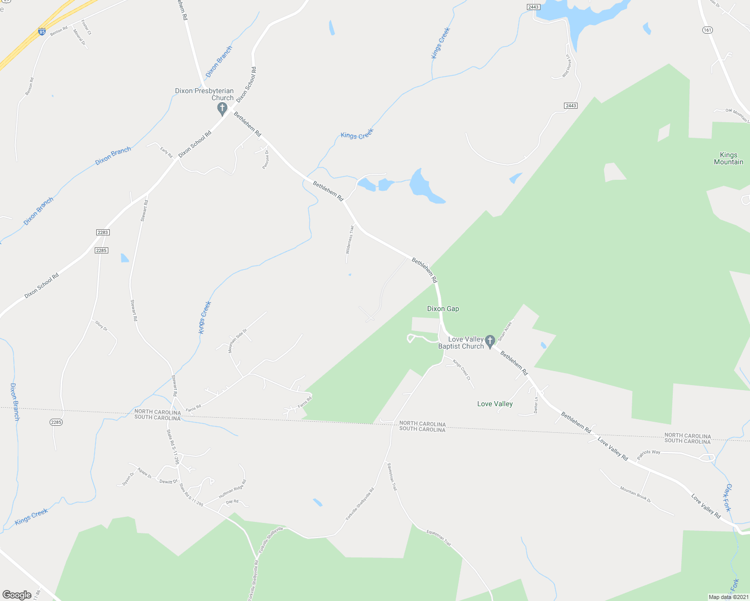 map of restaurants, bars, coffee shops, grocery stores, and more near 126 Hunters Field Way in Kings Mountain