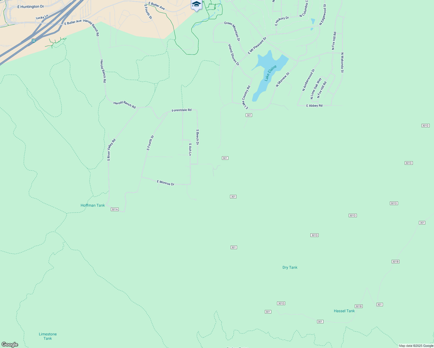 map of restaurants, bars, coffee shops, grocery stores, and more near 5104 Cottonwood Drive in Flagstaff