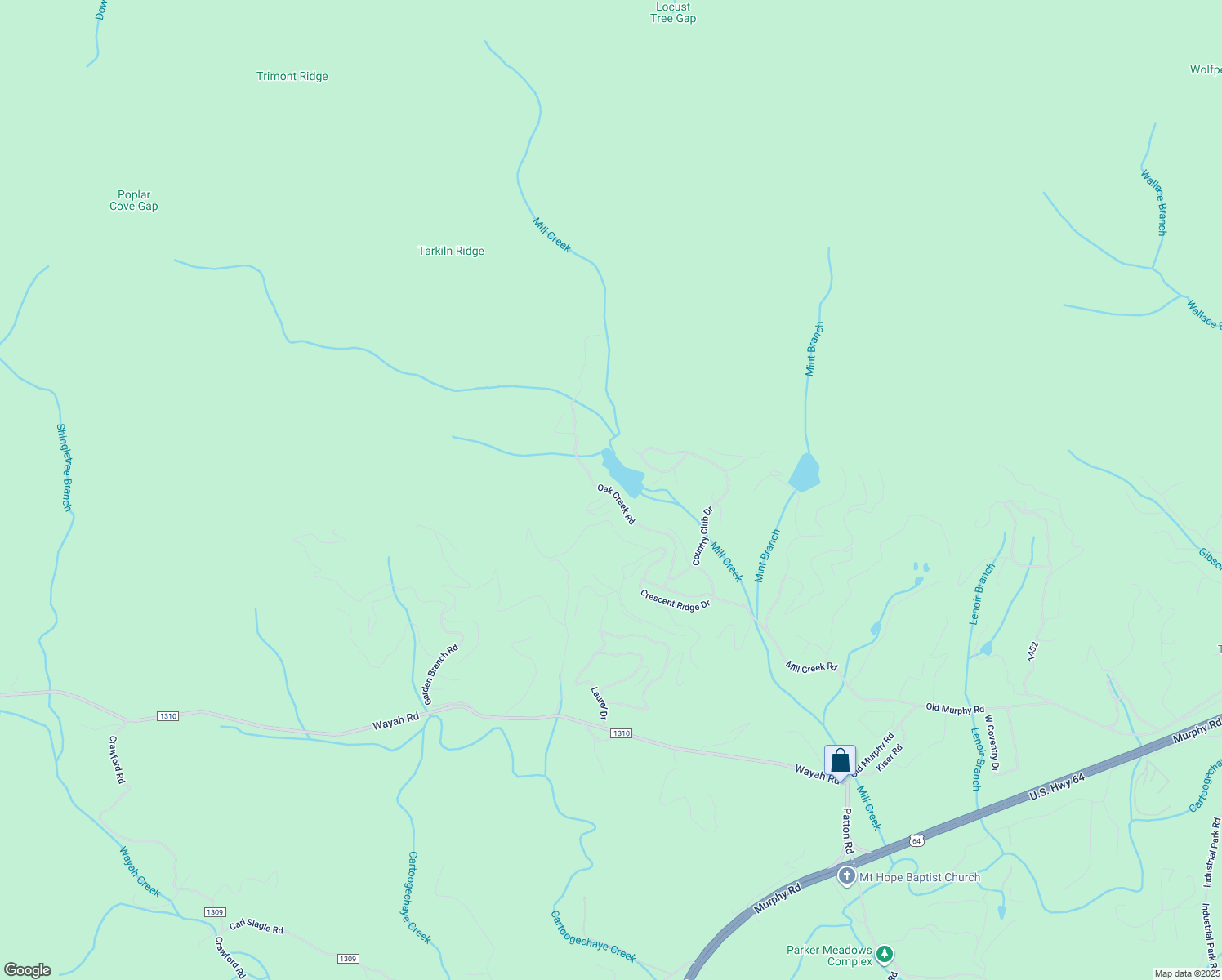 map of restaurants, bars, coffee shops, grocery stores, and more near Oak Creek Road in Franklin