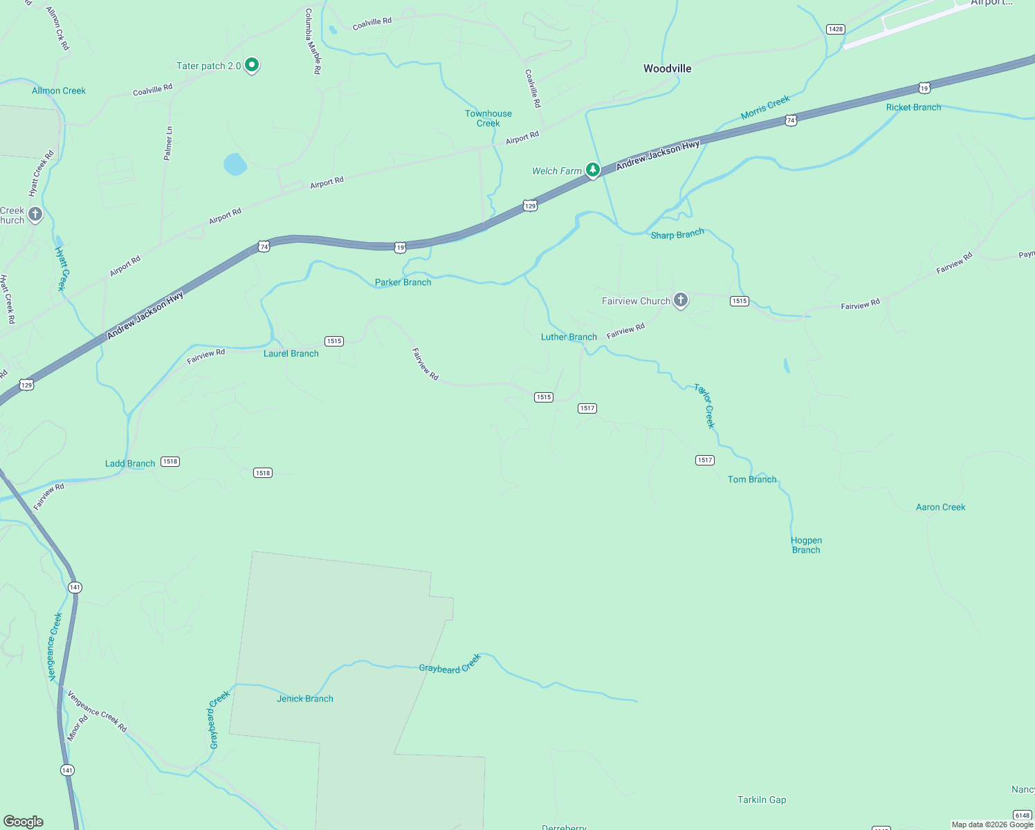 map of restaurants, bars, coffee shops, grocery stores, and more near Black Rock Trail in Andrews