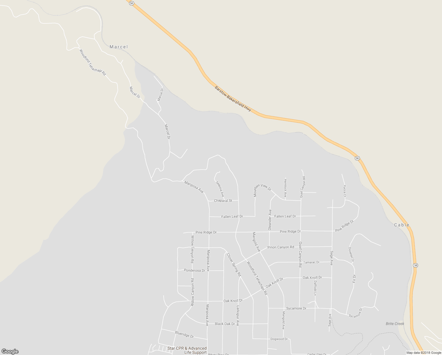 map of restaurants, bars, coffee shops, grocery stores, and more near 24350 Sequoia Avenue in Tehachapi
