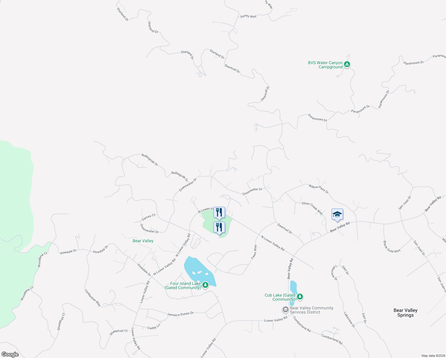 map of restaurants, bars, coffee shops, grocery stores, and more near 29501 Greenwater Drive in Tehachapi