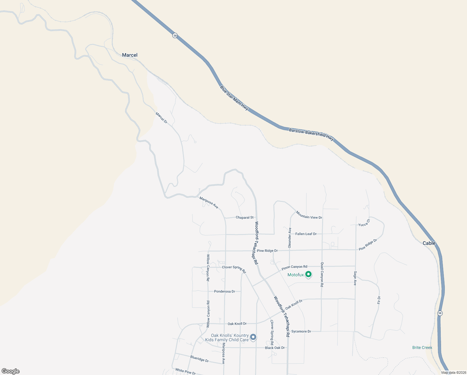 map of restaurants, bars, coffee shops, grocery stores, and more near 24350 Sequoia Avenue in Tehachapi