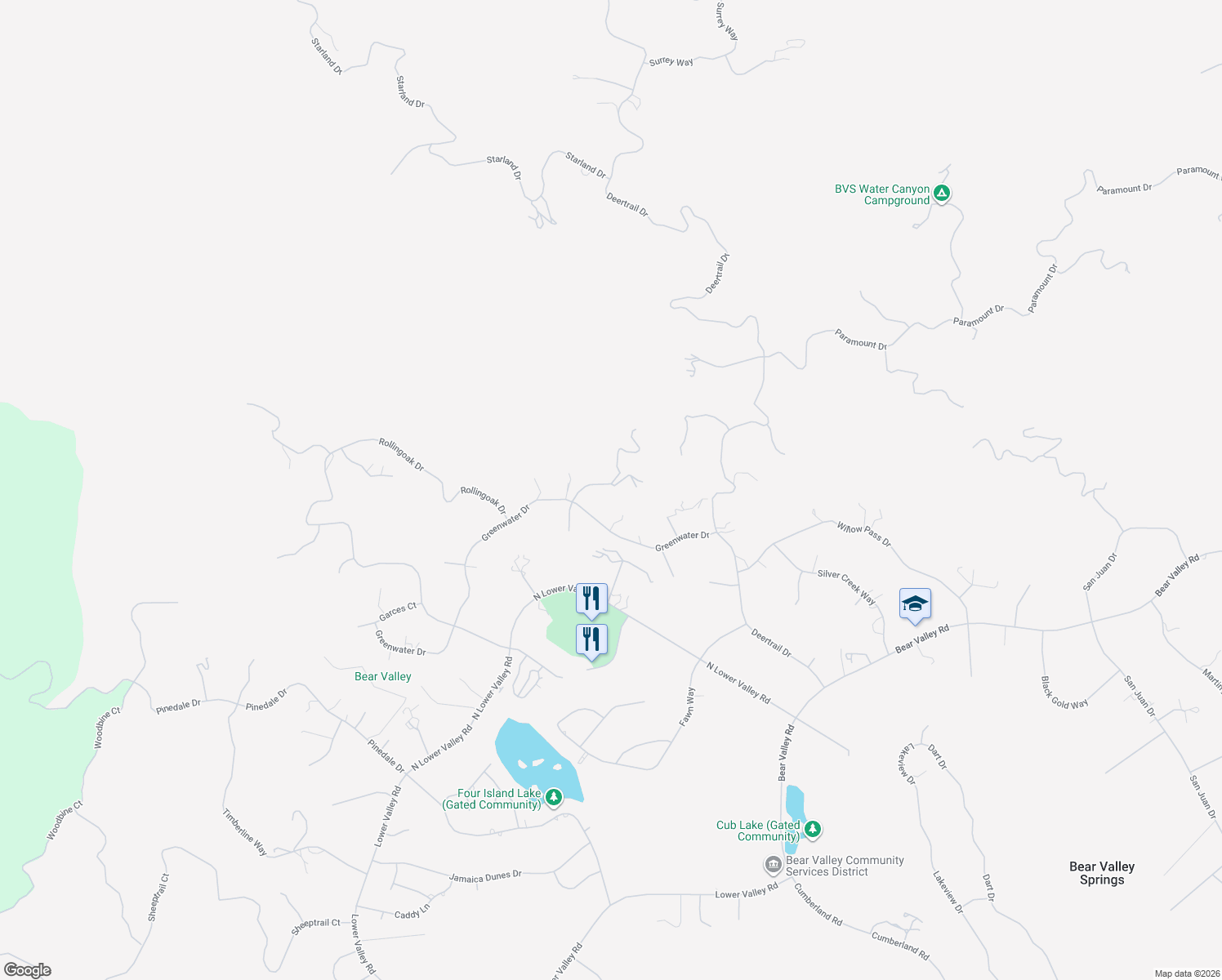 map of restaurants, bars, coffee shops, grocery stores, and more near 29501 Greenwater Drive in Tehachapi