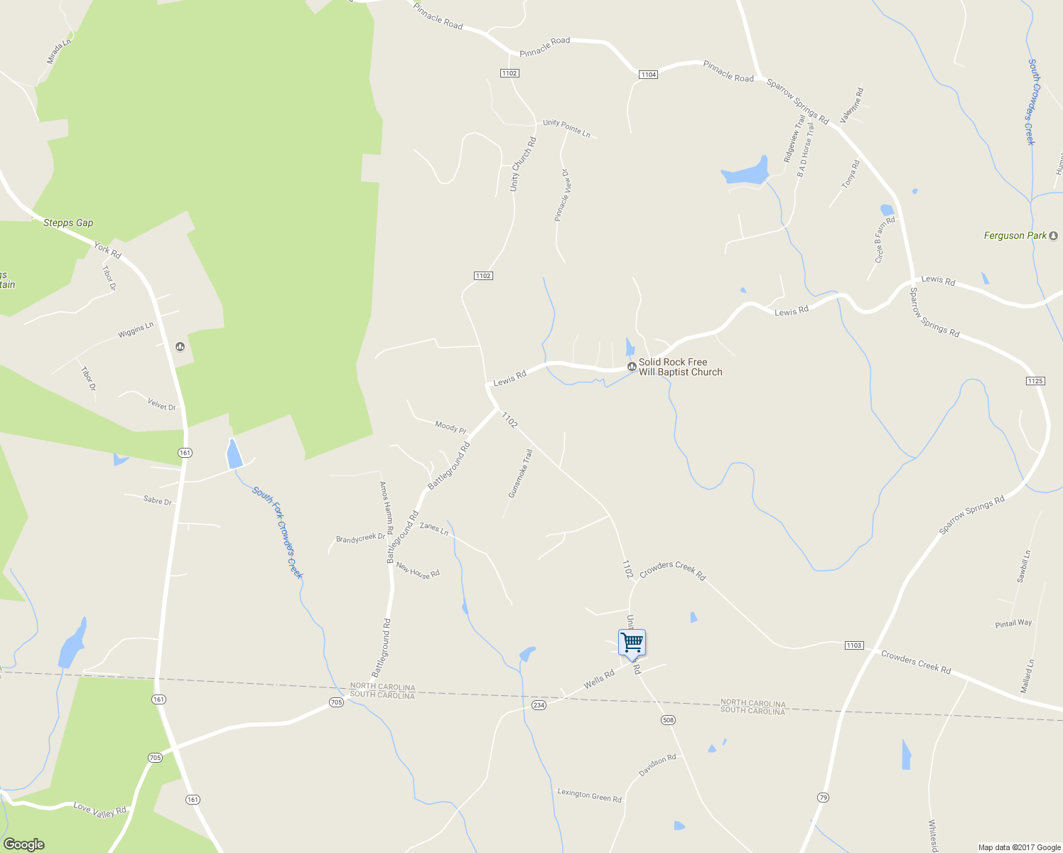 map of restaurants, bars, coffee shops, grocery stores, and more near 631 Unity Church Road in Kings Mountain