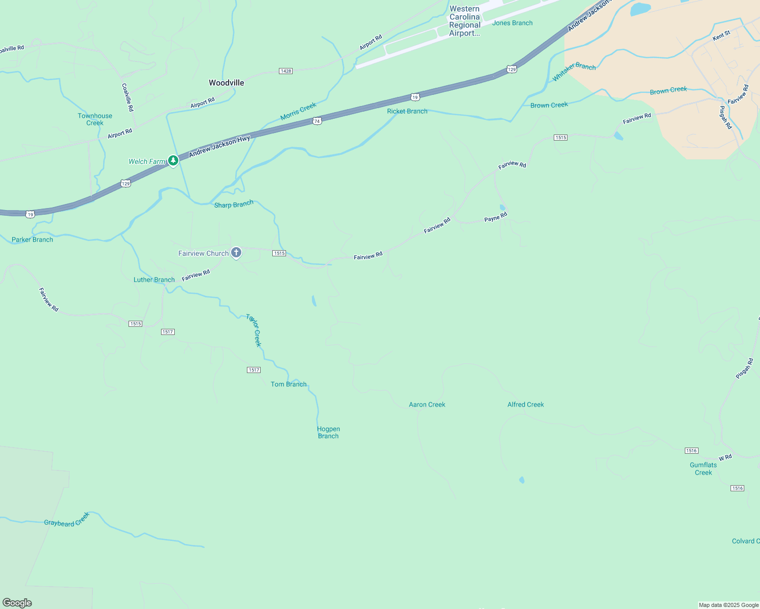 map of restaurants, bars, coffee shops, grocery stores, and more near 2965 Fairview Road in Andrews
