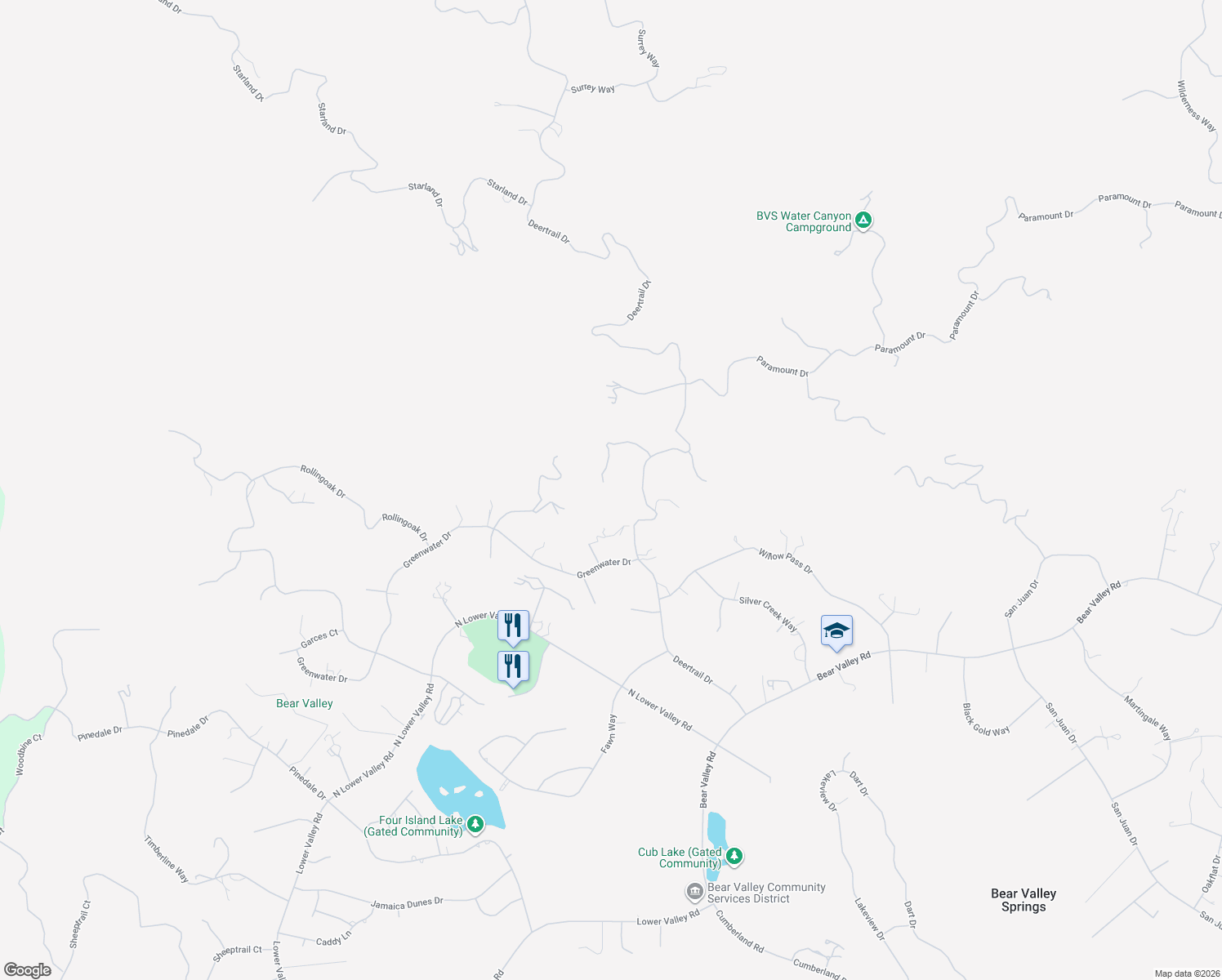 map of restaurants, bars, coffee shops, grocery stores, and more near 24701 Deertrail Drive in Tehachapi