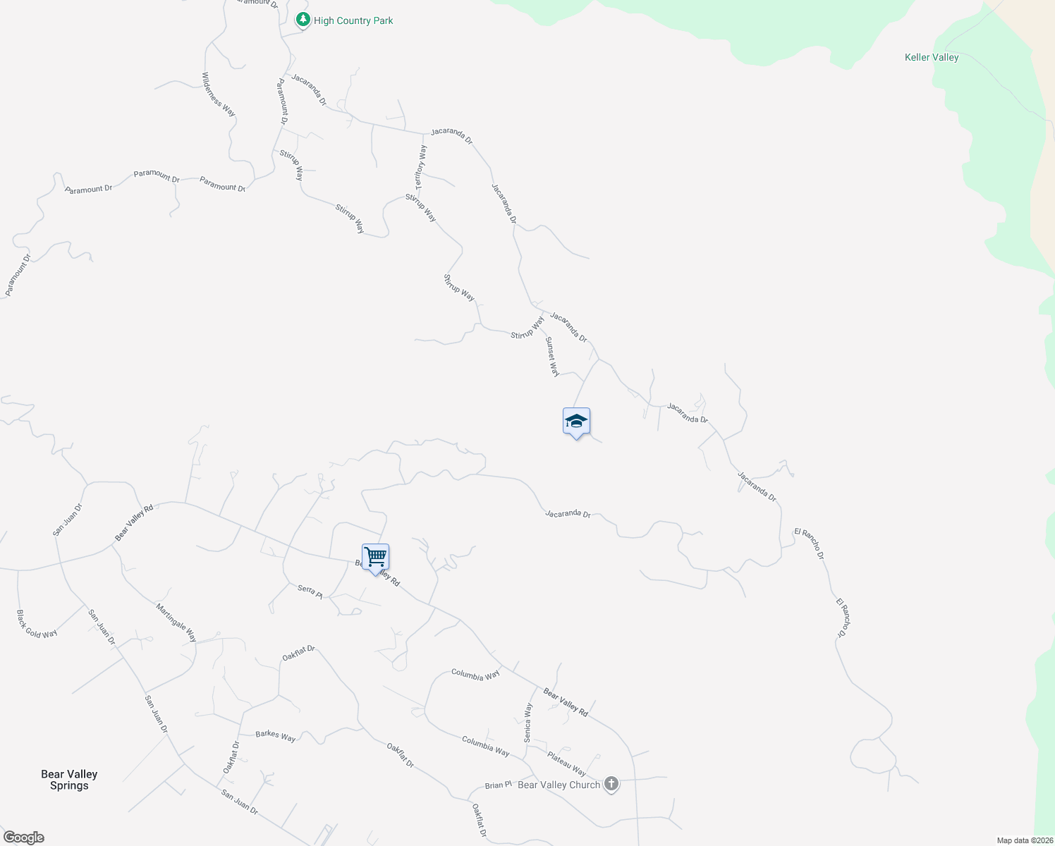 map of restaurants, bars, coffee shops, grocery stores, and more near 24091 Jacaranda Drive in Tehachapi