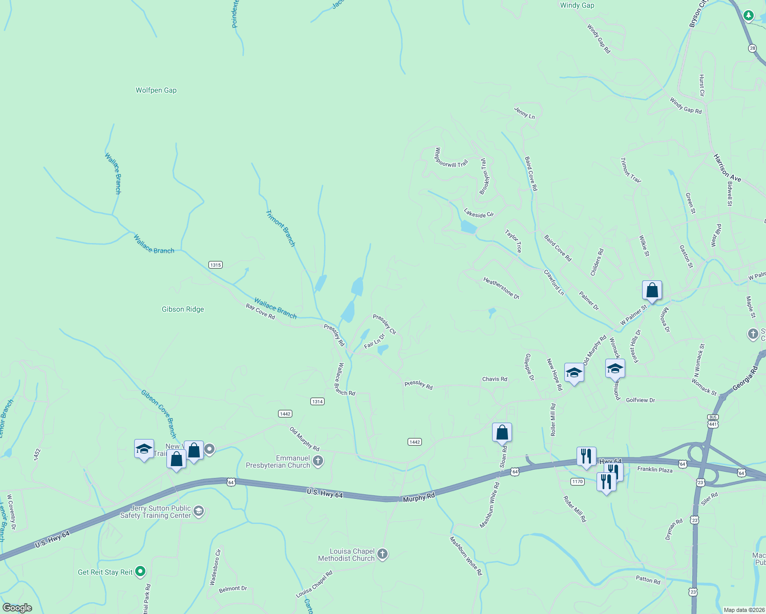 map of restaurants, bars, coffee shops, grocery stores, and more near 269 Pressley Circle in Franklin