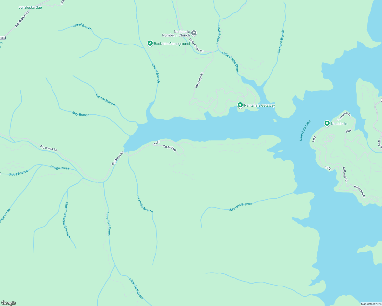 map of restaurants, bars, coffee shops, grocery stores, and more near 3435 Big Choga Road in Topton