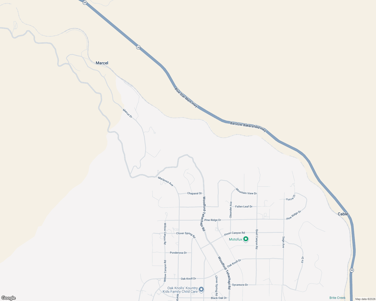 map of restaurants, bars, coffee shops, grocery stores, and more near 24700 Woodford-Tehachapi Road in Tehachapi