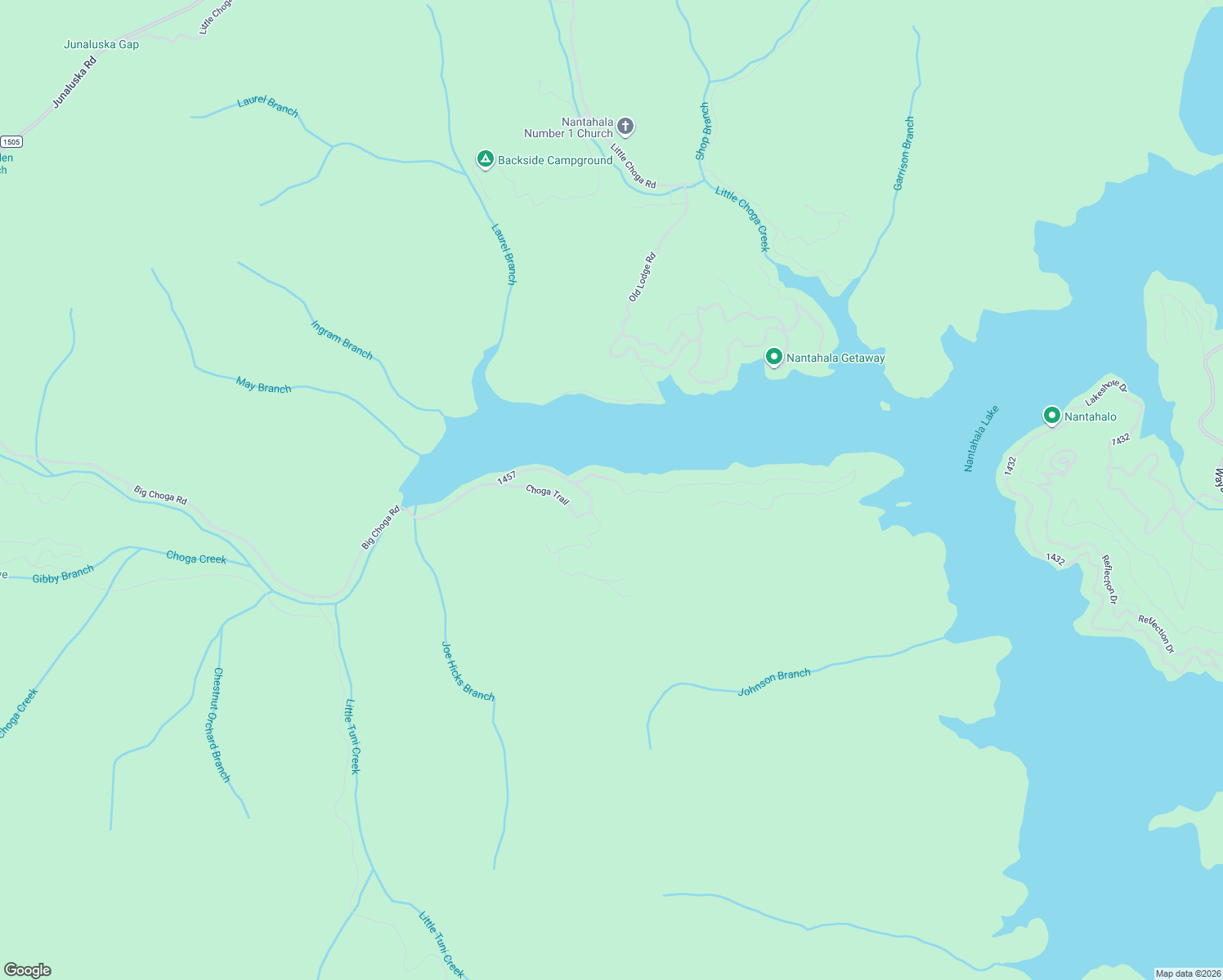 map of restaurants, bars, coffee shops, grocery stores, and more near 3435 Big Choga Road in Topton