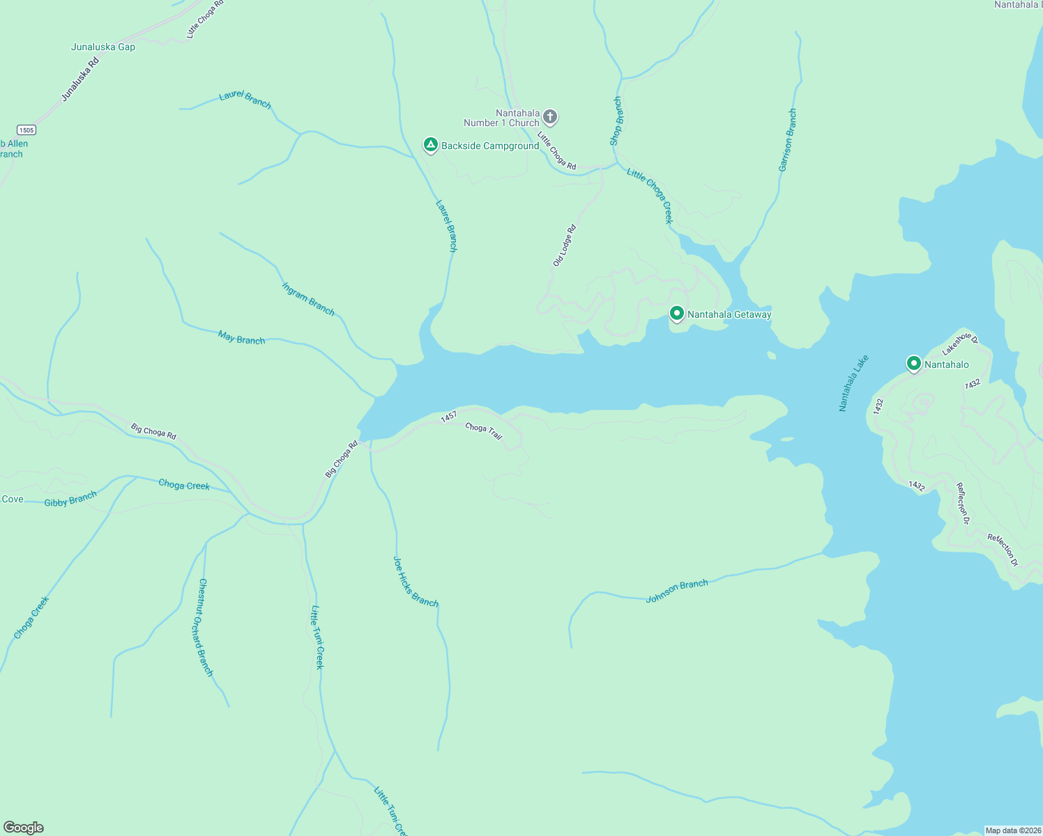 map of restaurants, bars, coffee shops, grocery stores, and more near 3365 Big Choga Road in Topton