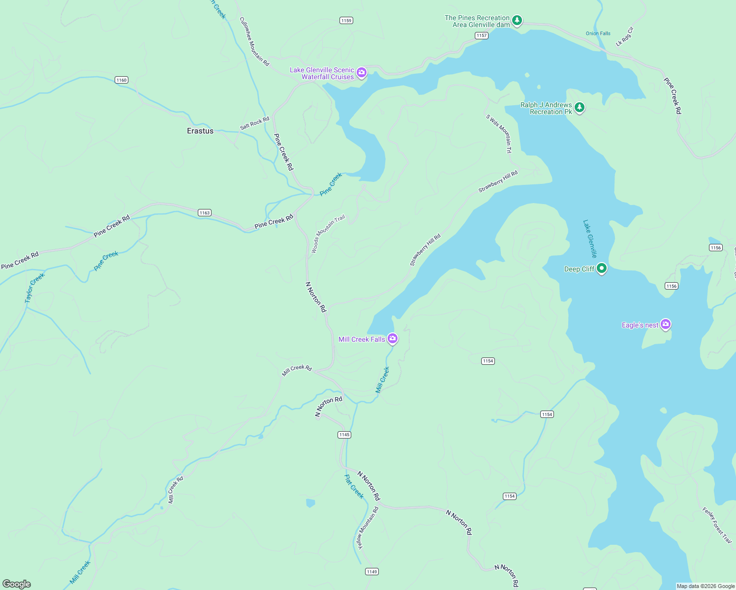map of restaurants, bars, coffee shops, grocery stores, and more near 193 Strawberry Hill Rd in Cullowhee