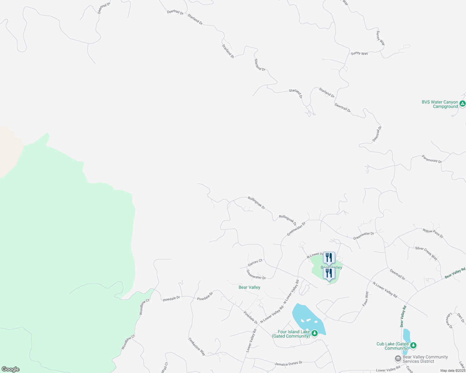 map of restaurants, bars, coffee shops, grocery stores, and more near 30440 Rolling Oak Drive in Tehachapi