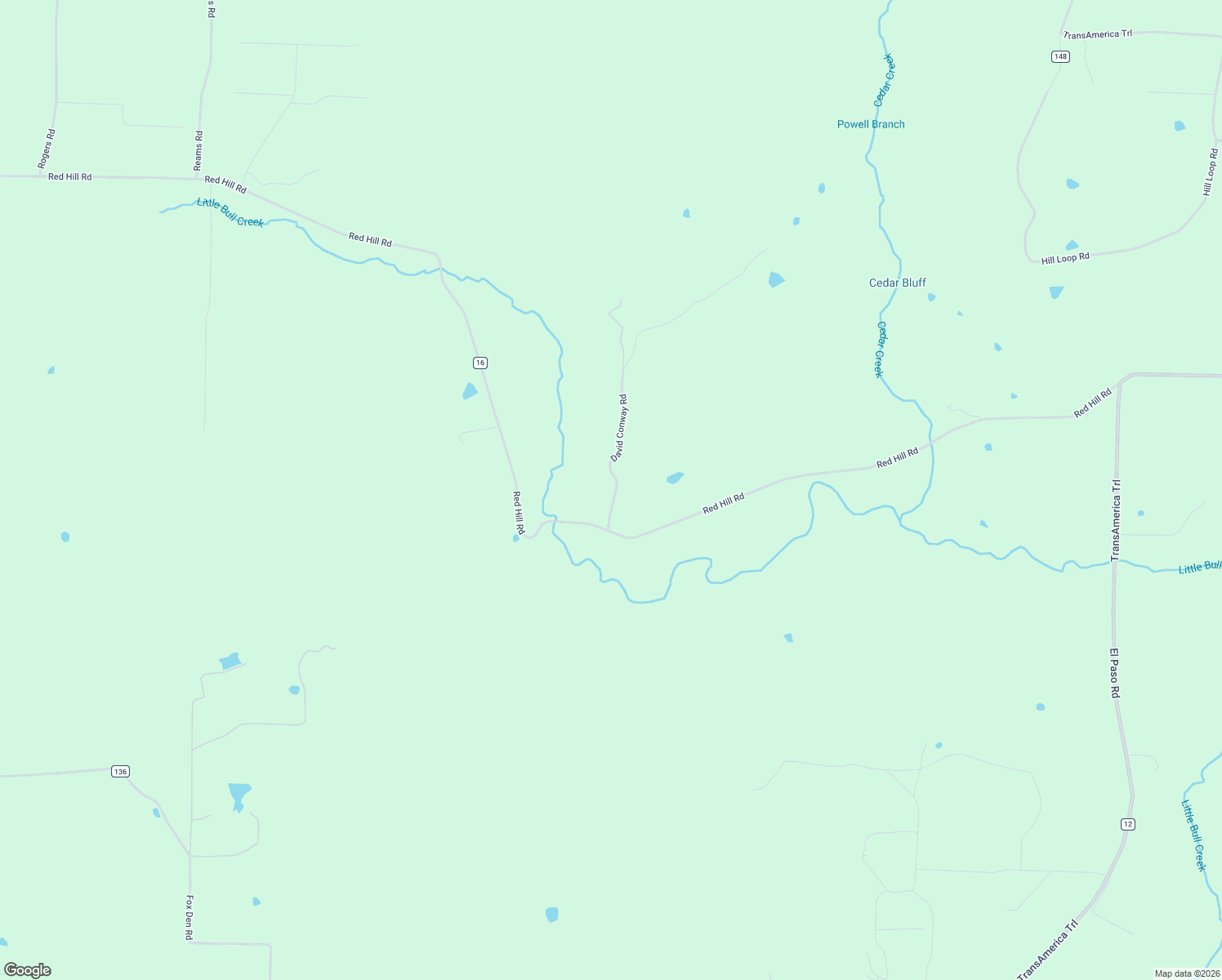 map of restaurants, bars, coffee shops, grocery stores, and more near David Conway Road in Searcy