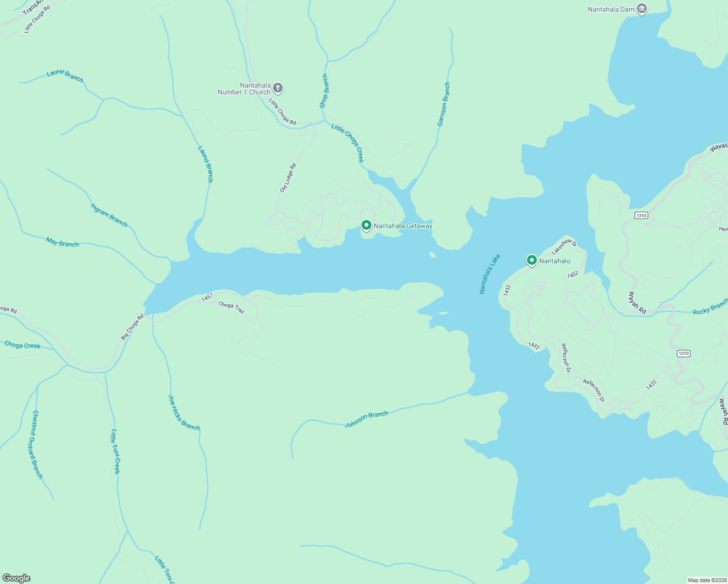 map of restaurants, bars, coffee shops, grocery stores, and more near 536 Nantahala Shores Road in Topton