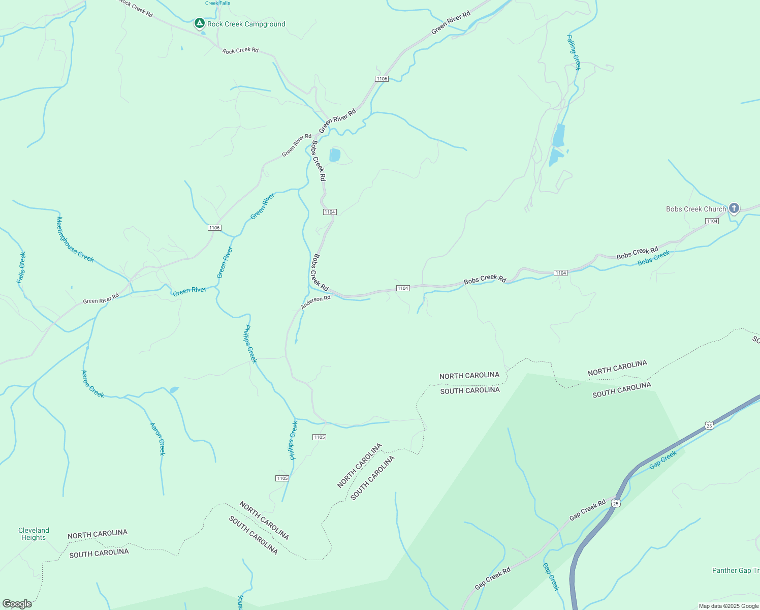 map of restaurants, bars, coffee shops, grocery stores, and more near 3571 Bobs Creek Road in Zirconia