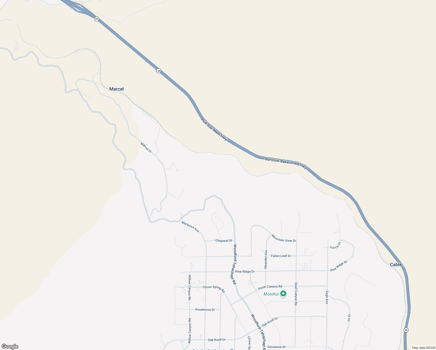 map of restaurants, bars, coffee shops, grocery stores, and more near 24700 Woodford-Tehachapi Road in Tehachapi