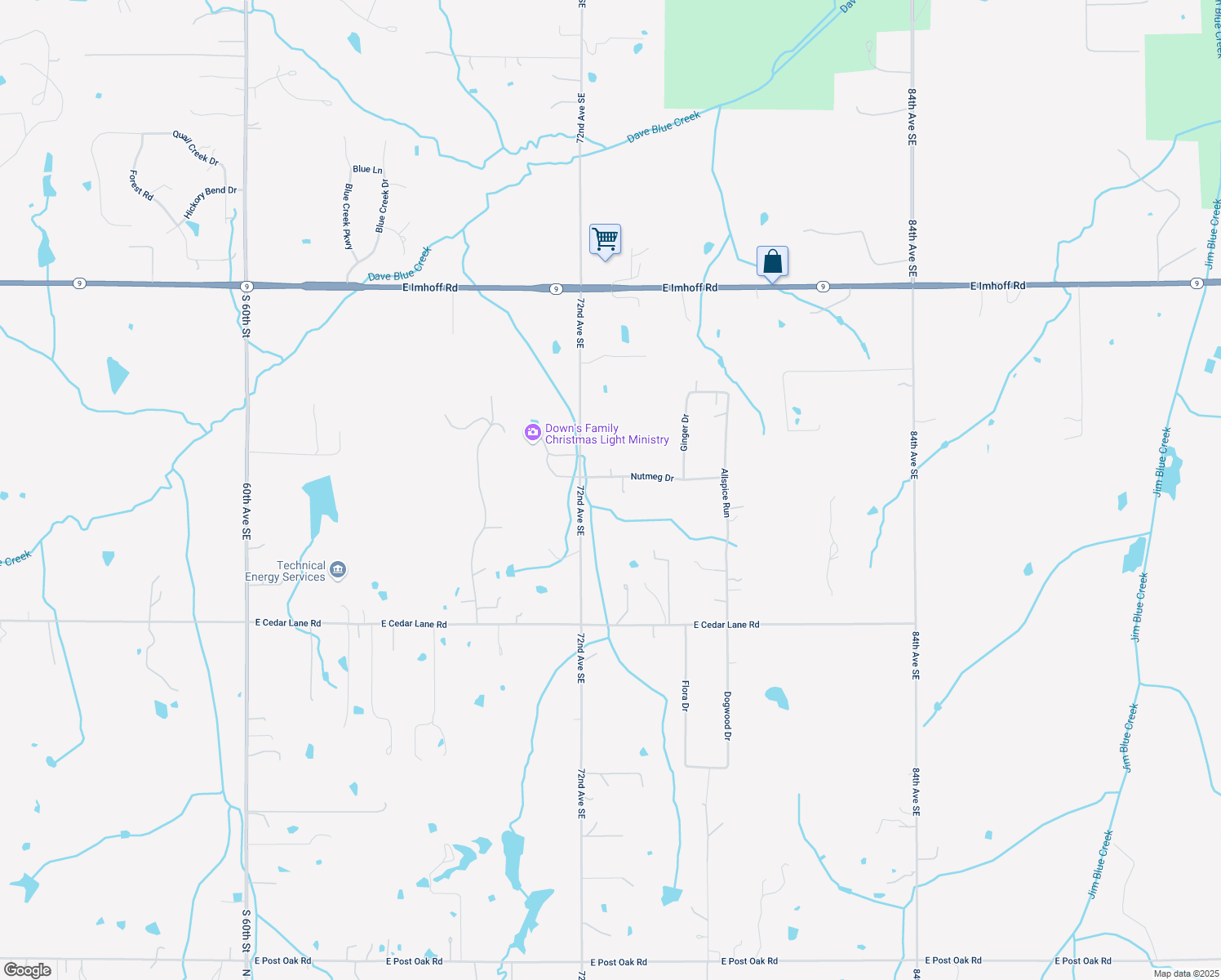 map of restaurants, bars, coffee shops, grocery stores, and more near 7250 Nutmeg Dr in Norman