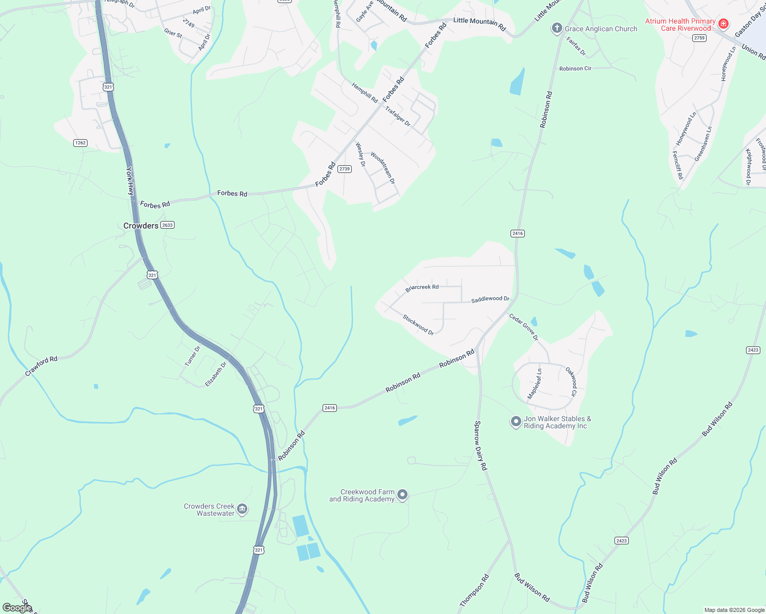 map of restaurants, bars, coffee shops, grocery stores, and more near 111 Briarcreek Road in Gastonia