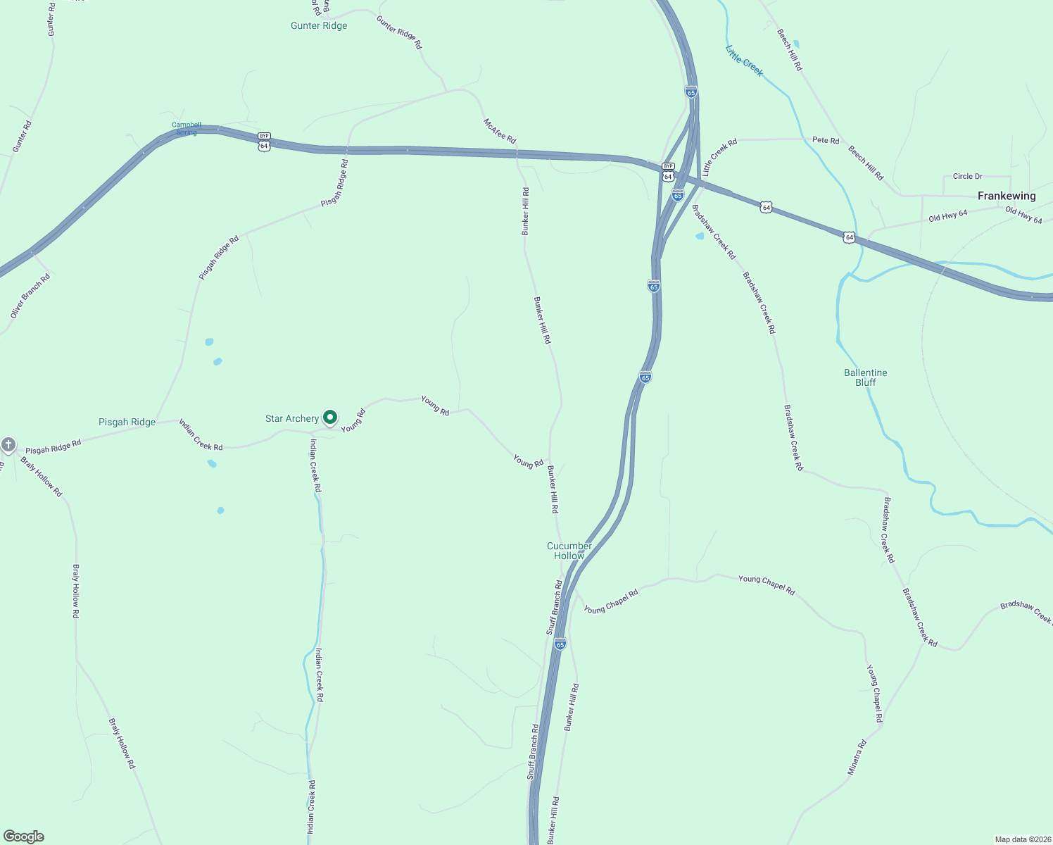 map of restaurants, bars, coffee shops, grocery stores, and more near 1236 Bunker Hill Road in Pulaski