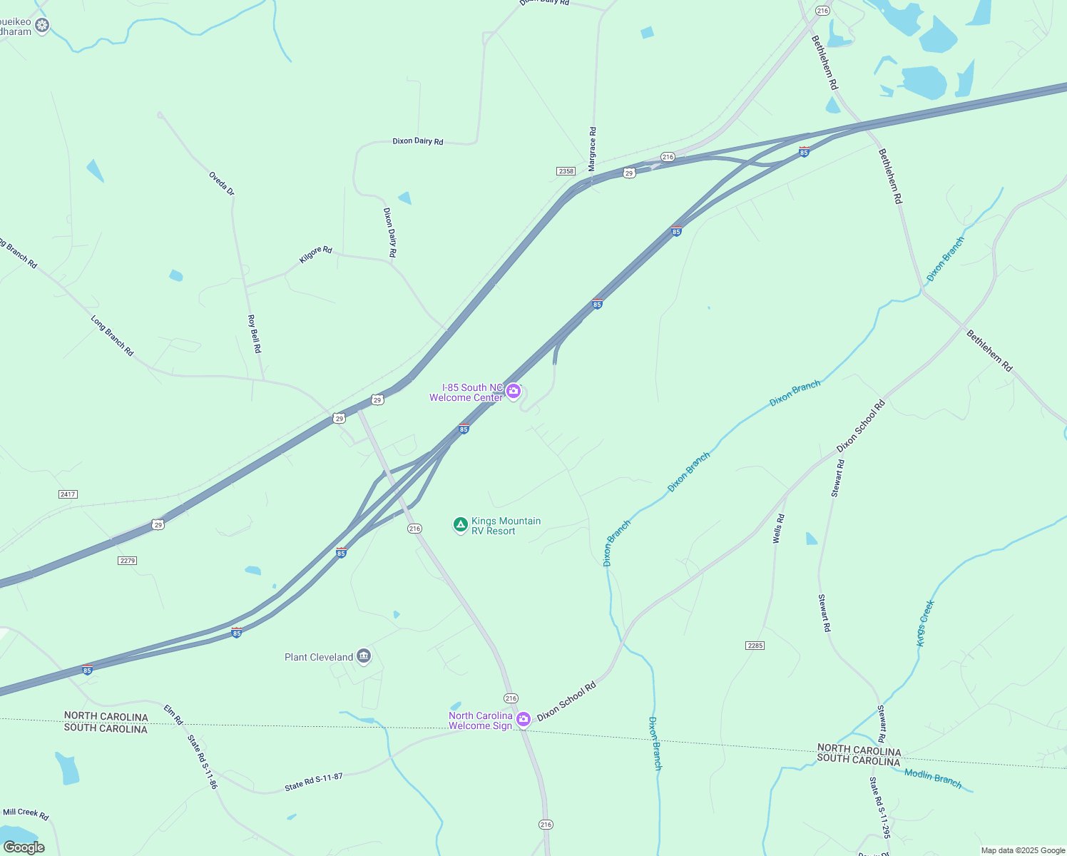 map of restaurants, bars, coffee shops, grocery stores, and more near 3 Interstate 85 in Kings Mountain
