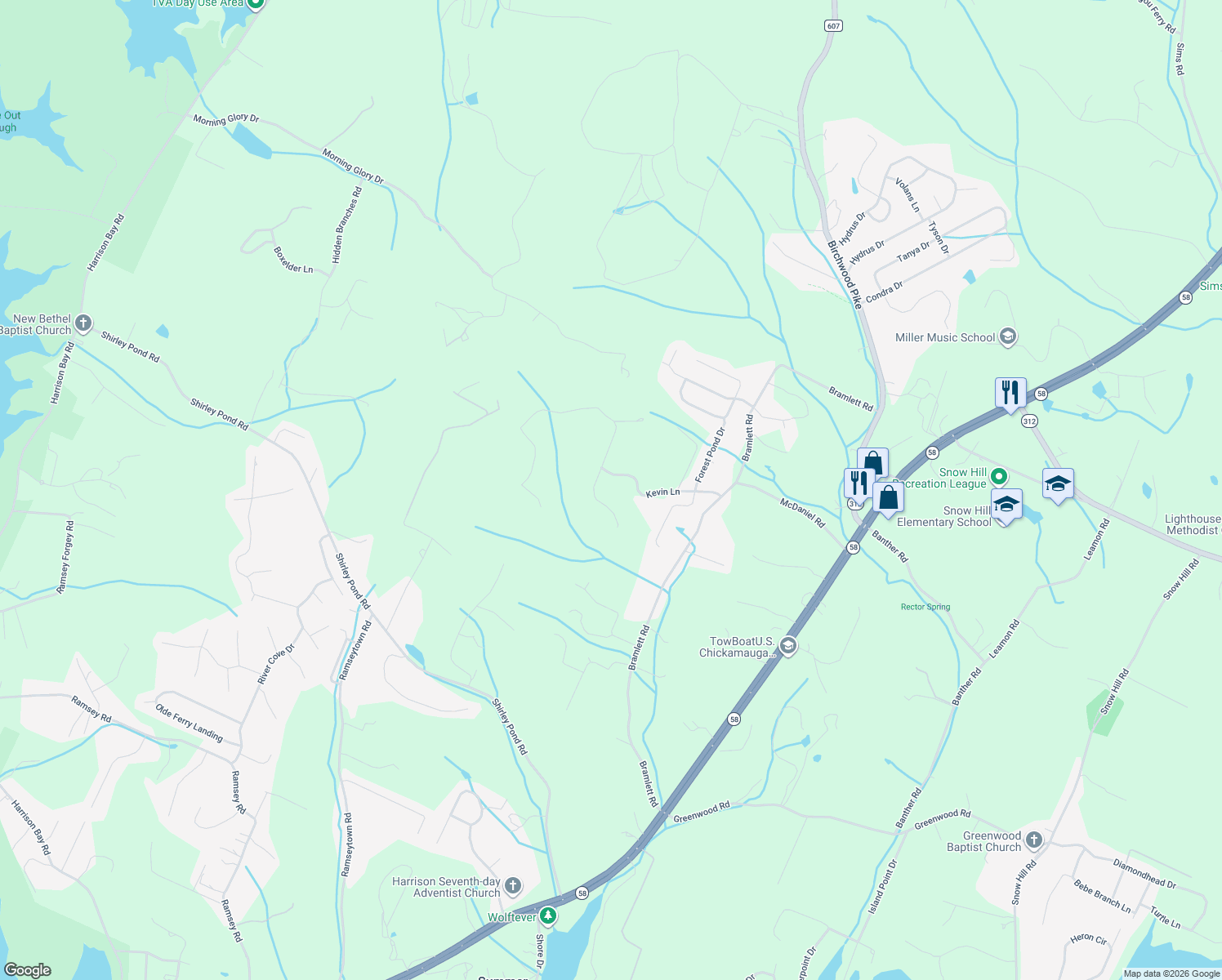 map of restaurants, bars, coffee shops, grocery stores, and more near 8625 Kevin Lane in Harrison