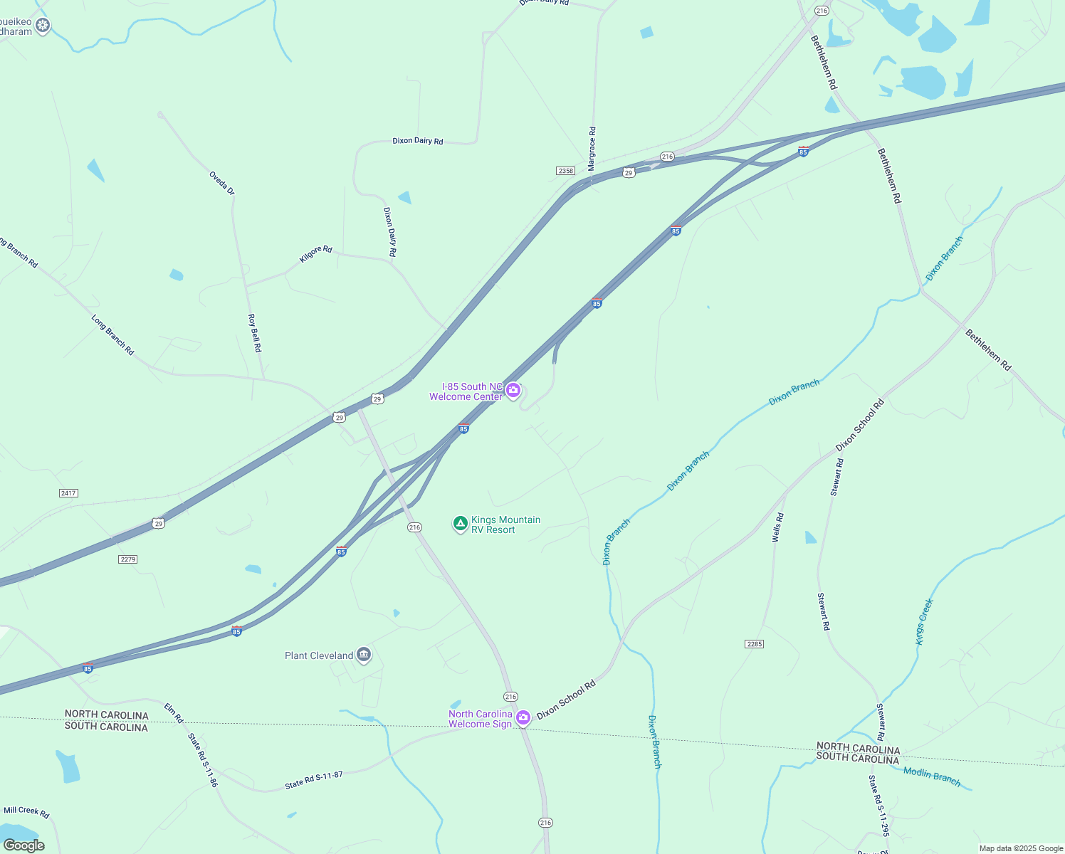 map of restaurants, bars, coffee shops, grocery stores, and more near 3 Interstate 85 in Kings Mountain