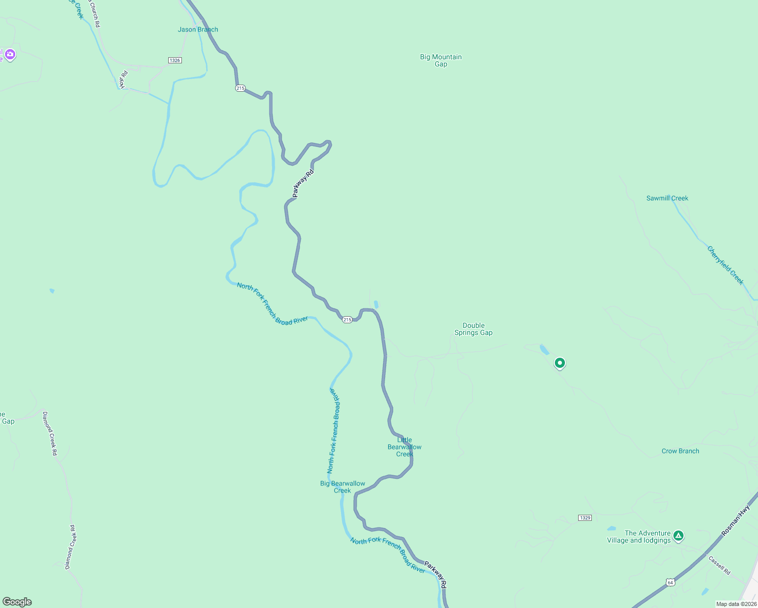 map of restaurants, bars, coffee shops, grocery stores, and more near Parkway in Brevard