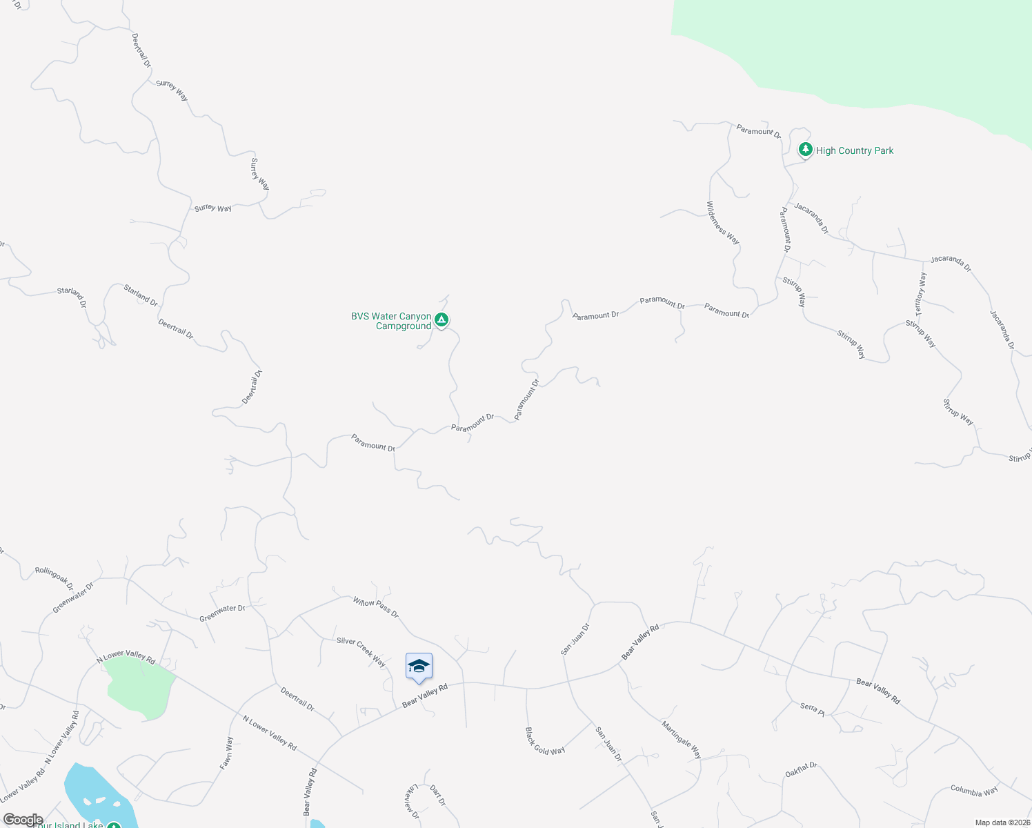 map of restaurants, bars, coffee shops, grocery stores, and more near 25001 Paramount Drive in Tehachapi