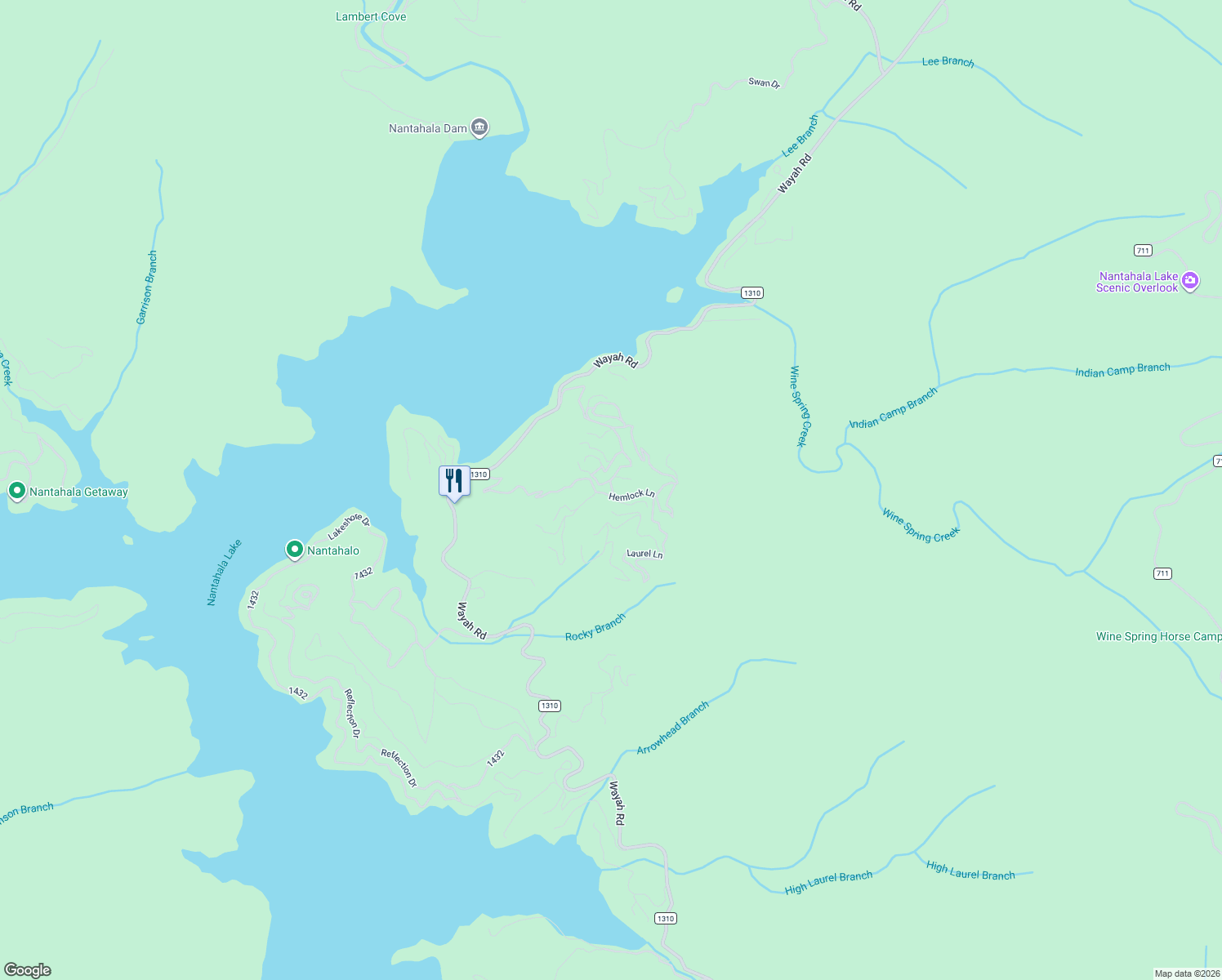map of restaurants, bars, coffee shops, grocery stores, and more near 74 Hemlock Lane in Topton