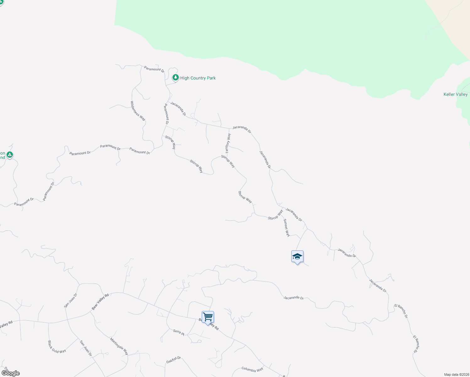 map of restaurants, bars, coffee shops, grocery stores, and more near 26810 Stirrup Way in Tehachapi