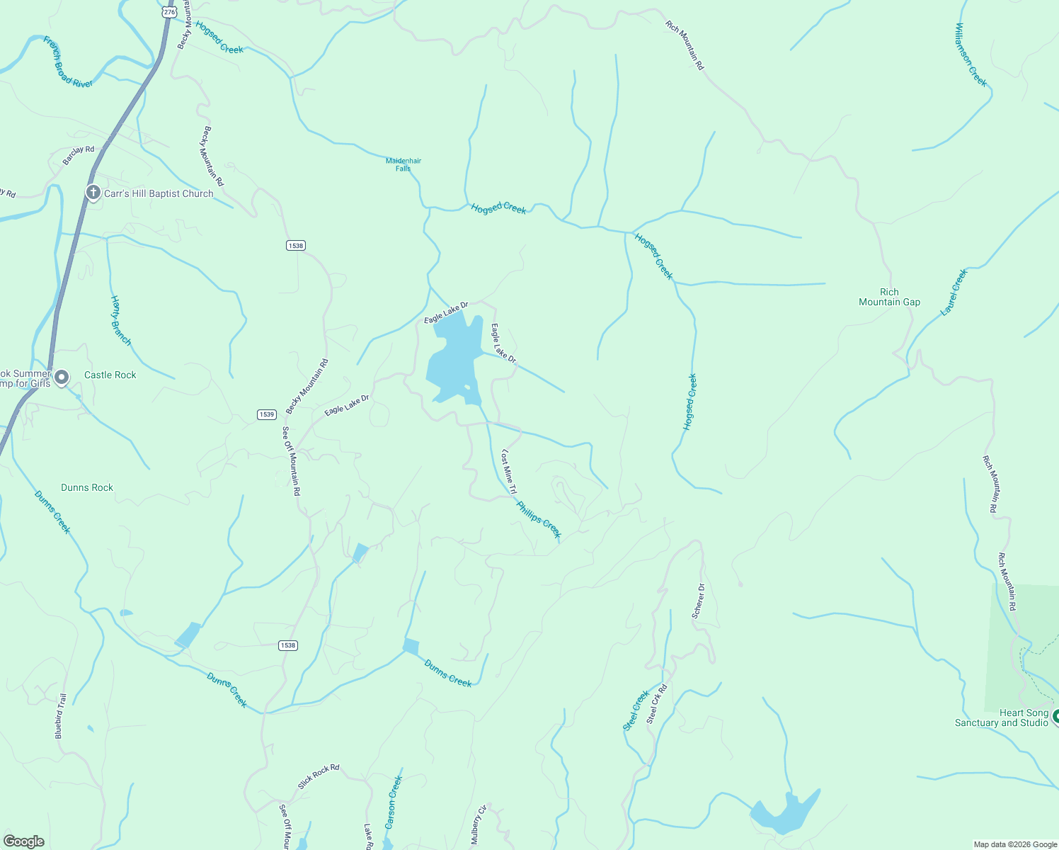 map of restaurants, bars, coffee shops, grocery stores, and more near 730 Lost Mine Trail in Brevard