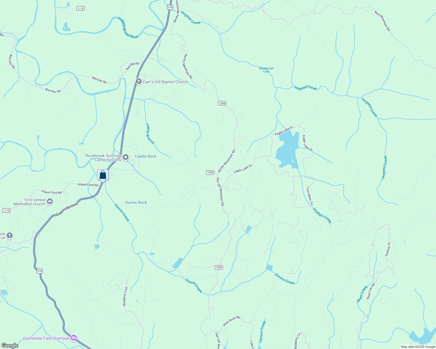 map of restaurants, bars, coffee shops, grocery stores, and more near 1577 Becky Mountain Road in Brevard
