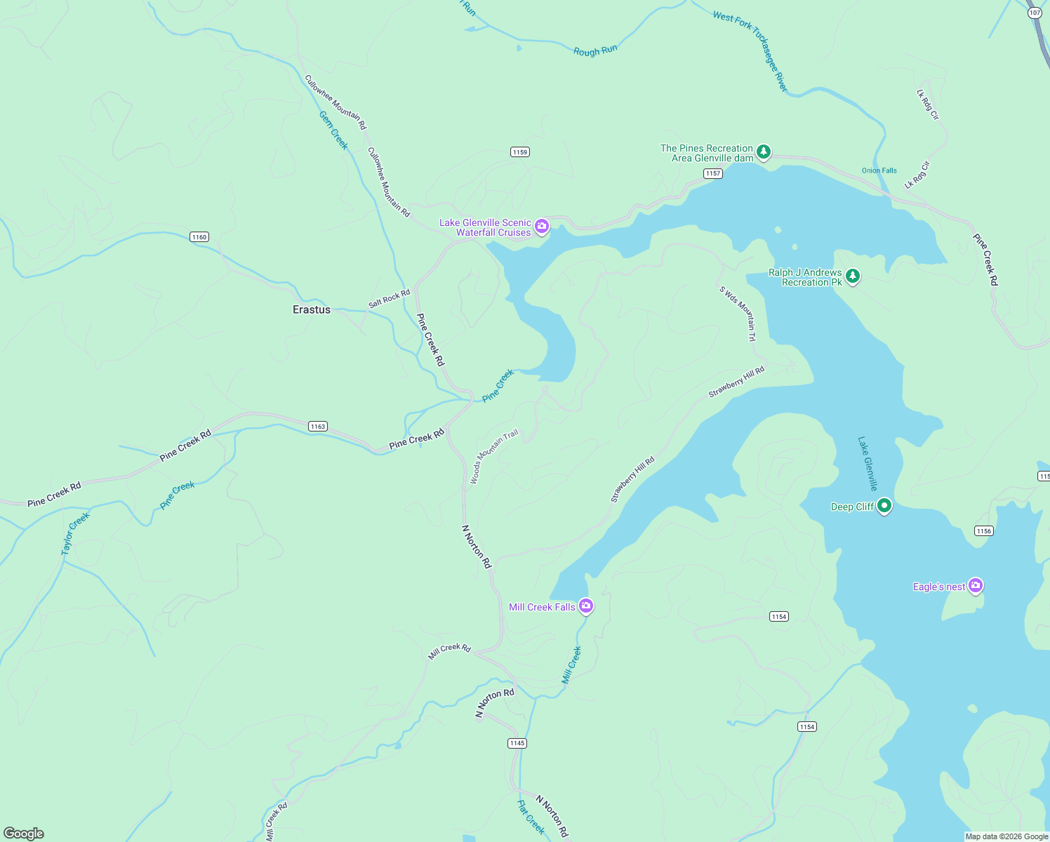 map of restaurants, bars, coffee shops, grocery stores, and more near 26 Gourd Mountain Road in Cullowhee
