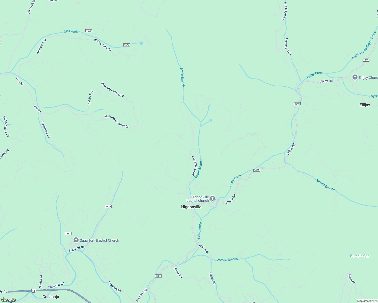 map of restaurants, bars, coffee shops, grocery stores, and more near Battle Branch Road in Franklin