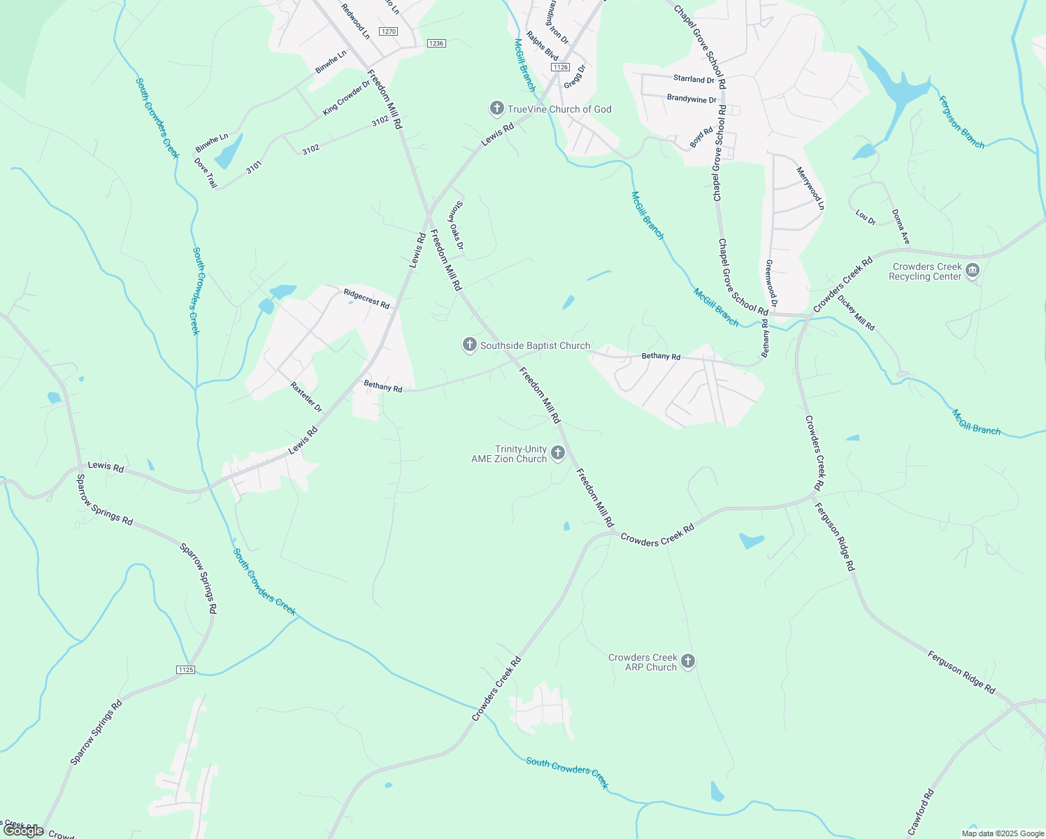 map of restaurants, bars, coffee shops, grocery stores, and more near 300 Walter Holland Drive in Gastonia