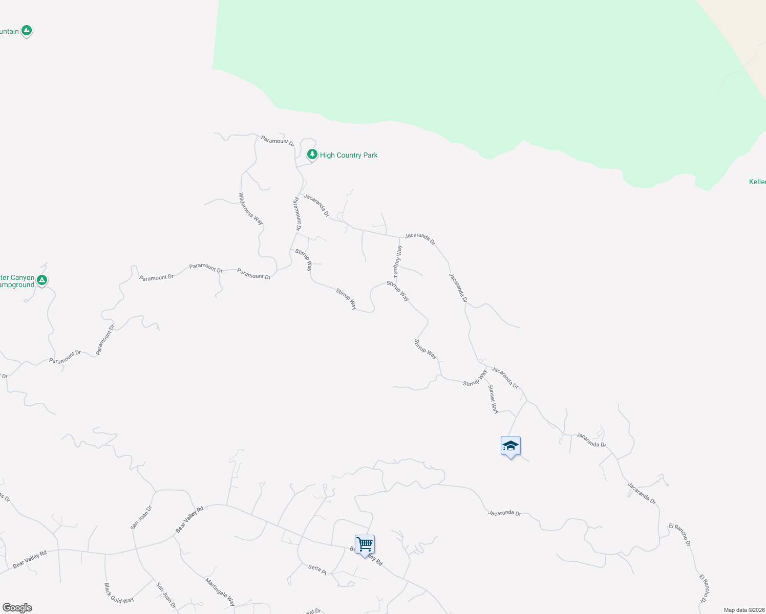map of restaurants, bars, coffee shops, grocery stores, and more near 26936 Stirrup Way in Tehachapi