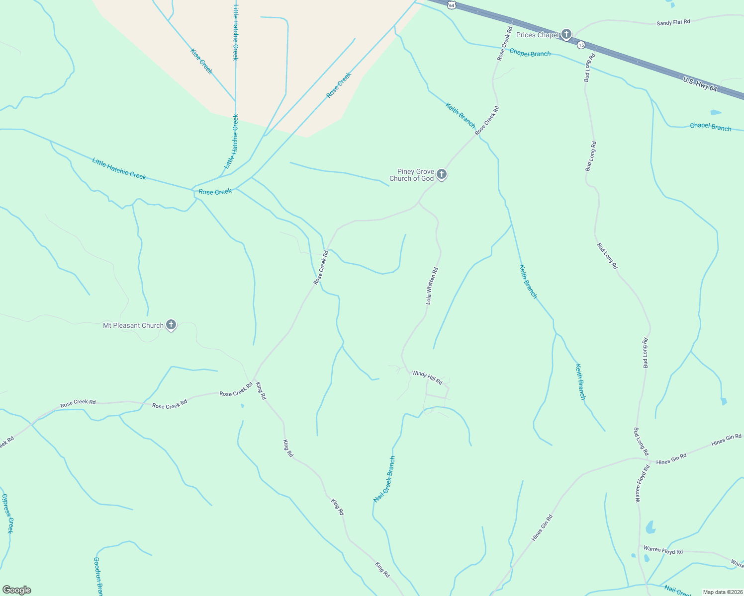 map of restaurants, bars, coffee shops, grocery stores, and more near 1670 Rose Creek Road in Selmer