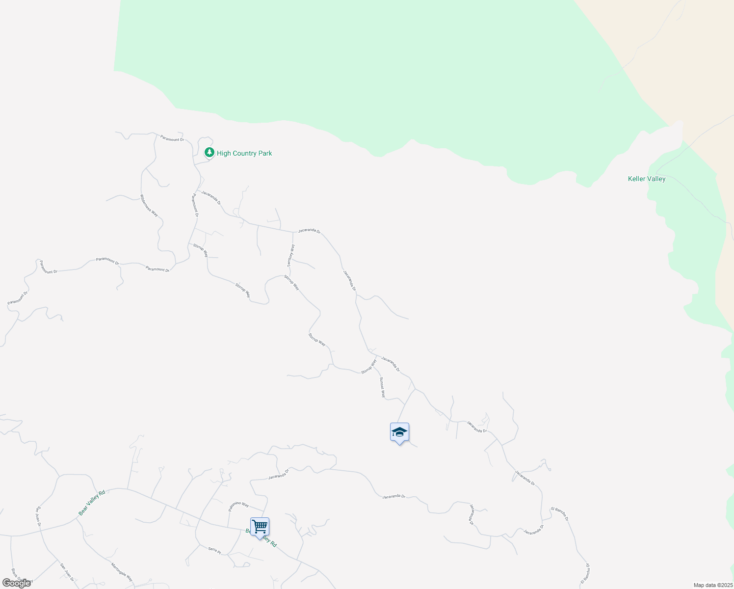 map of restaurants, bars, coffee shops, grocery stores, and more near 26401 Rifle Court in Tehachapi