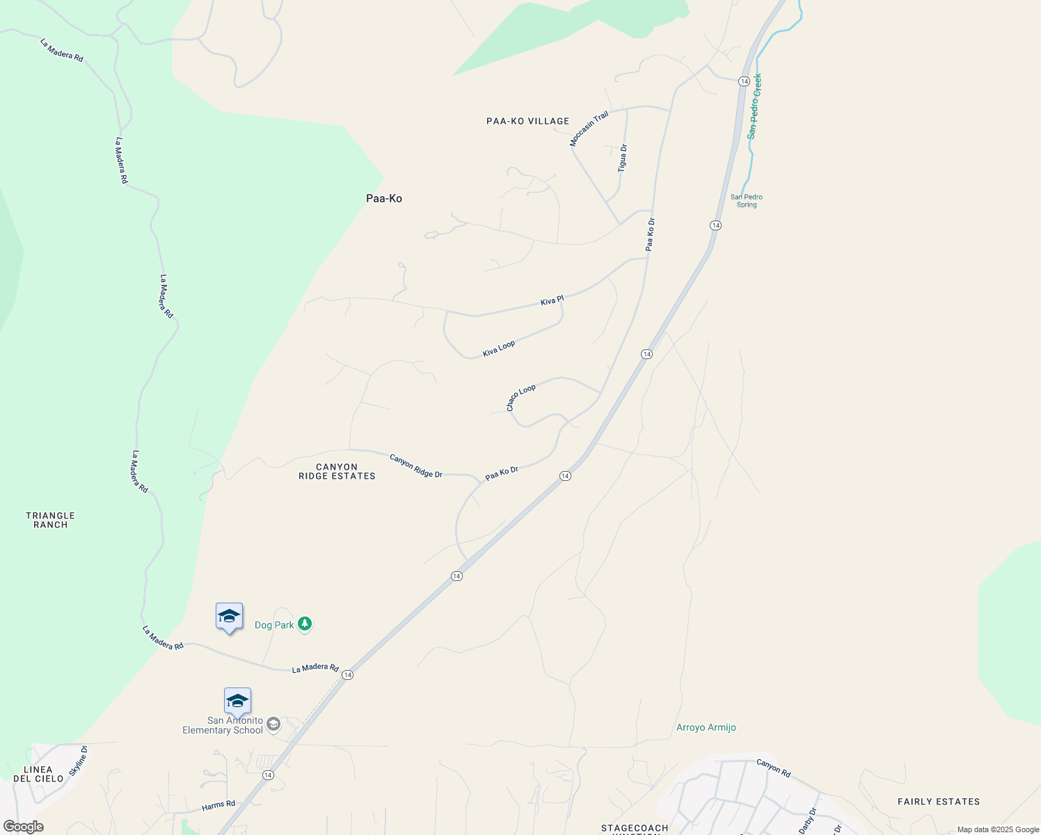map of restaurants, bars, coffee shops, grocery stores, and more near 24 Chaco Loop in Sandia Park