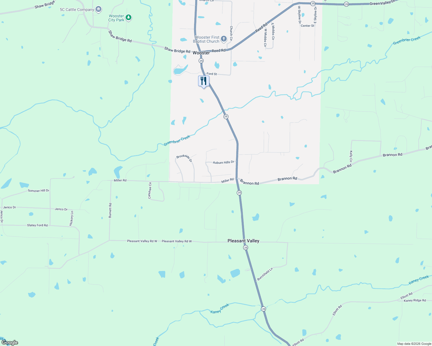 map of restaurants, bars, coffee shops, grocery stores, and more near 6 Silver Springs Drive in Greenbrier
