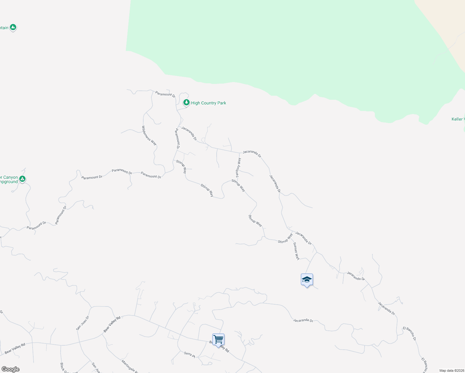 map of restaurants, bars, coffee shops, grocery stores, and more near 26936 Stirrup Way in Tehachapi