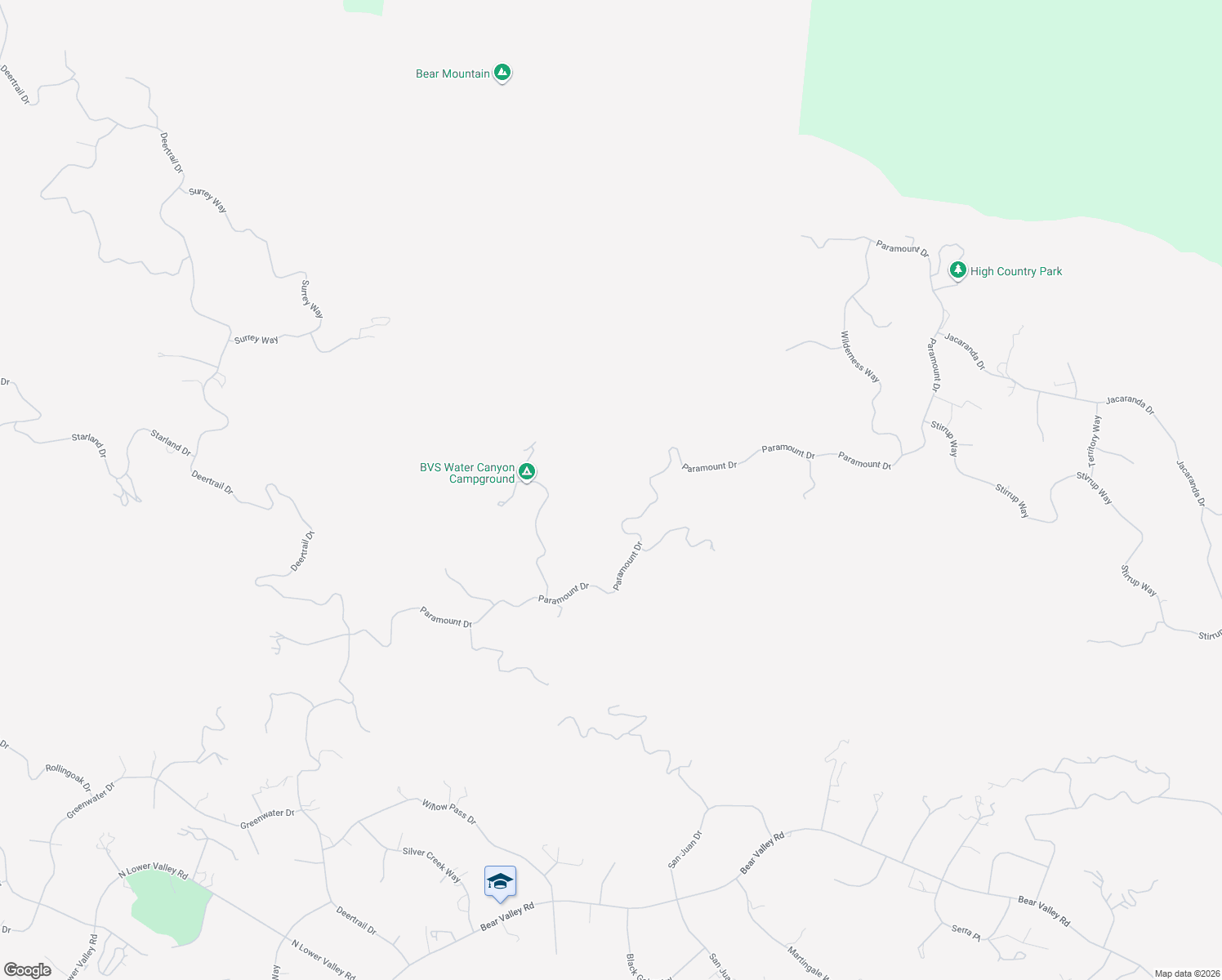 map of restaurants, bars, coffee shops, grocery stores, and more near 25171 Paramount Drive in Tehachapi