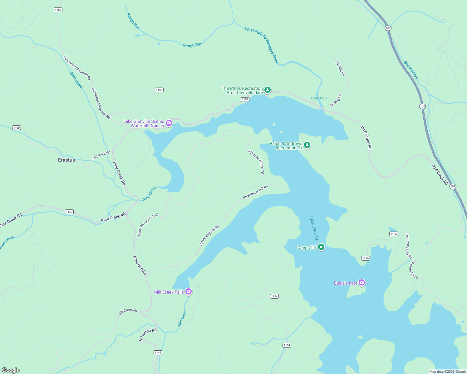 map of restaurants, bars, coffee shops, grocery stores, and more near 26 Gourd Mountain Road in Cullowhee