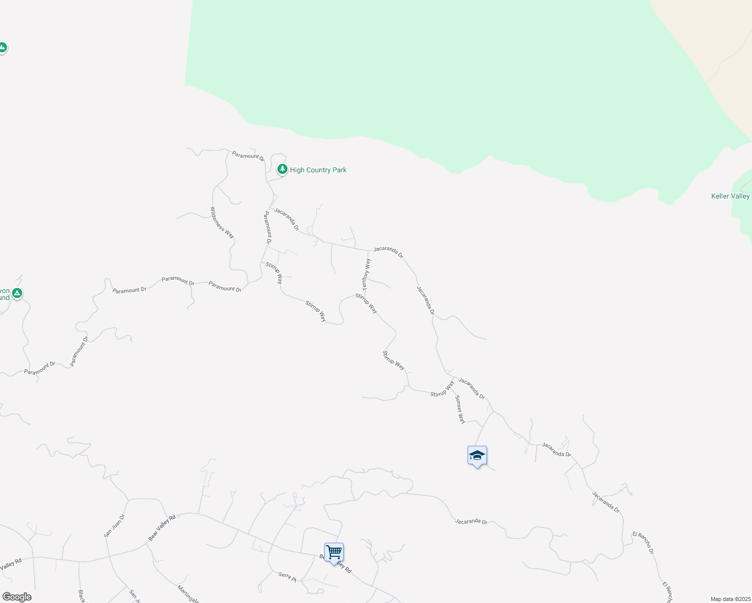 map of restaurants, bars, coffee shops, grocery stores, and more near 26941 Stirrup Way in Tehachapi