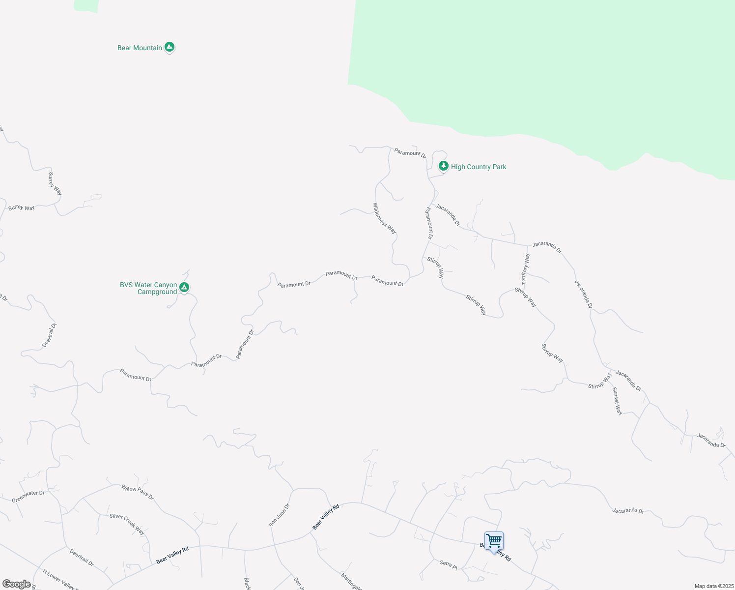 map of restaurants, bars, coffee shops, grocery stores, and more near 25400 Paramount Drive in Tehachapi